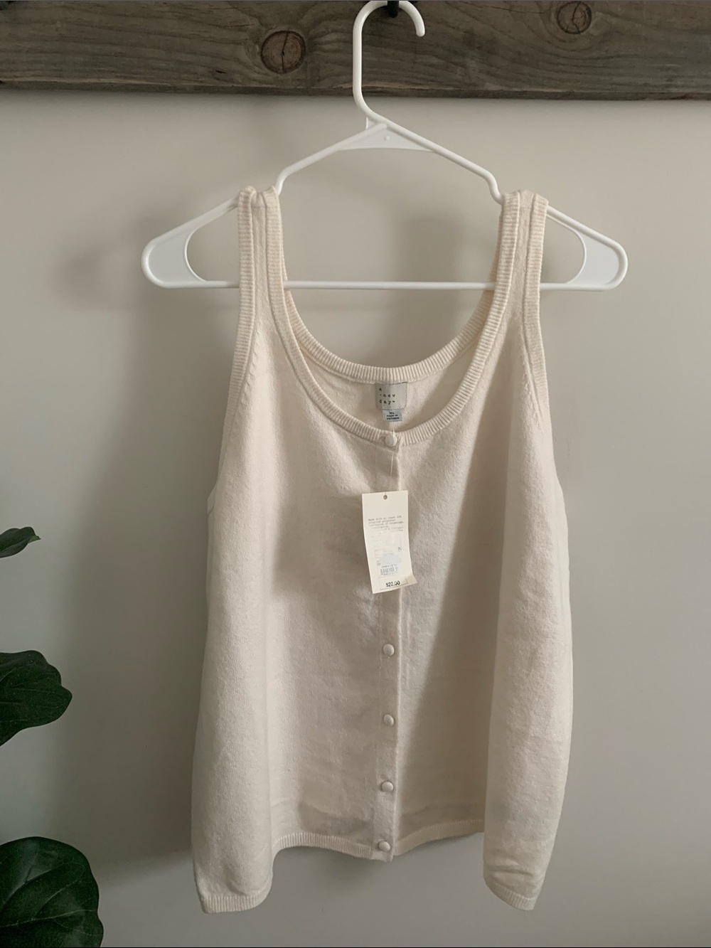 a new day Cream Button-Front Ribbed Tank - Women